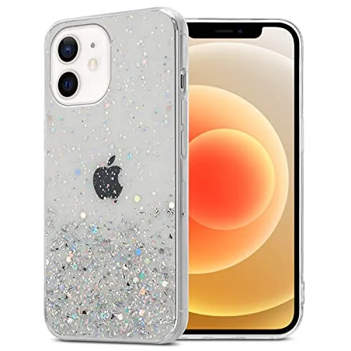 Cadorabo Hülle kompatibel mit Apple iPhone 12 MINI Rundumschutz TPU Silikon Case Mädchen Glitzer Strass Design Slim Kratzfest Weiche Gummi Bling Schutzhülle für Apple iPhone 12 MINI in Transparent
