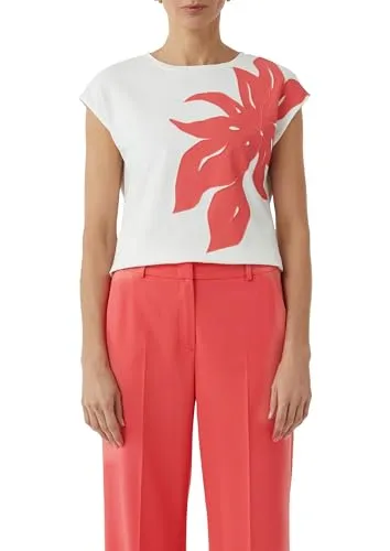 Comma T-Shirt mit überschnittenen Schultern und floralem Print