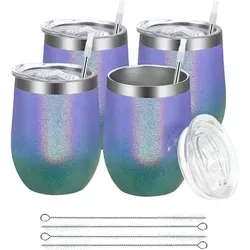 Weinbecher Edelstahl Doppelwandige Deckel 4 Stück (1er Pack) Bunt
