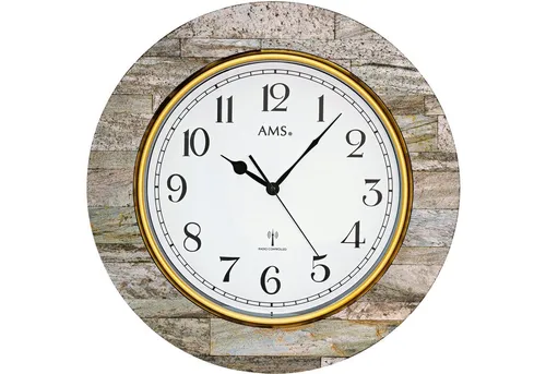 AMS Funkwanduhr F5569 in braun von AMS