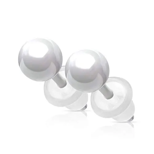 Bungsa Kugel-Ohrstecker 6mm aus Keramik Damen - Weiß