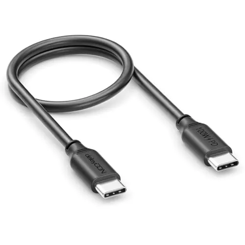 deleyCON 0,30m USB C Kabel PD3.0 (100W Schnellladekabel) Kurzes Ladekabel für iPhone 17 16 15 Pro Max Air Galaxy S25 S24 S23 S22 Pixel iPad Pro MacBook Air Tablets Switch PS5 - Schwarz