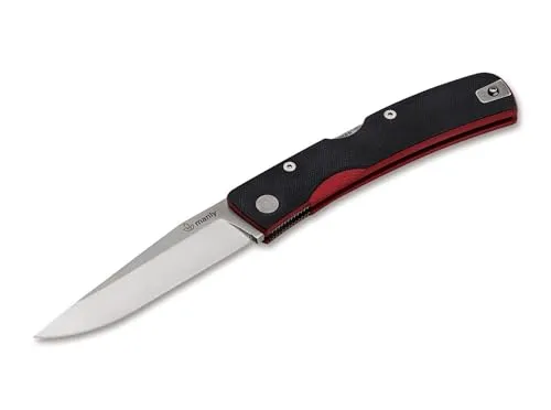 Manly Peak Two D2 Black & Red Zweihandmesser - Hochwertiges Taschenmesser mit rostbeständiger Edelstahlklinge, ideal für Outdoor-Aktivitäten und Abenteuer. Gesamtlänge 22 cm, leicht und robust.
