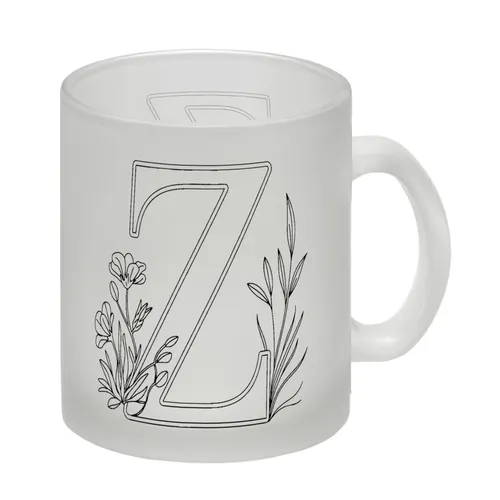 Floral Buchstabe Z Glas Tasse zum Ausmalen für Kunstliebhaber