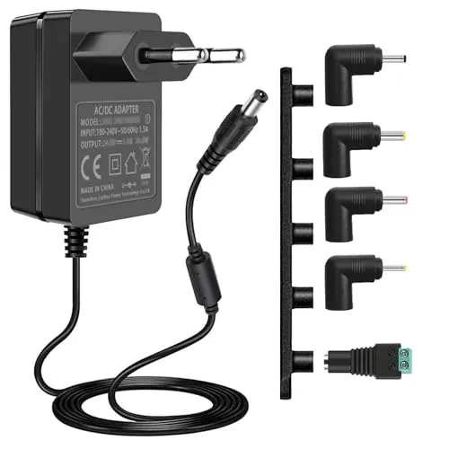 Netzteil 24V 1.5A 36W AC 100-240V zu DC 24V Stromversorgung, Kompatibel mit LED Lichtbändern, 0.1-1.5A Steuerbare Beleuchtung, 1500mA 1000mA 500mA Ausgang (kein Ladegerät).