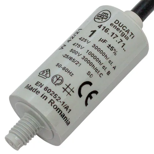 Anlaufkondensator Motorkondensator 1µF 475V 25x49mm Kabel 35cm Ducati 416.17.71