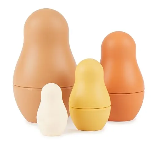 Produktbild Bieco Silikon Matroschka für Kinder Chocolate Bliss | Badespielzeug ab 1 Jahr | Montessori Spielzeug | Babuschka Puppen Badespielzeug Silikon Spielzeug