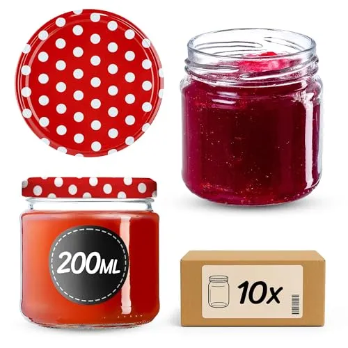 KADAX Einmachgläser 200 ml 10er Set, Dessertgläser fi66 – Marmeladengläser mit Twist-Off Deckel, Luftdicht & Spülmaschinenfest, Dickwandiges Glas