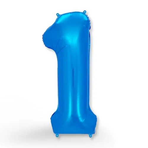 FUNXGO Folien-Ballon 1, Helium-Ballon, Luftballon-Zahl, nachfüllbare Riesen-Ballonzahl, Party-Deko zum 1. Kinder-Geburtstag, Baby, Hochzeit, blau