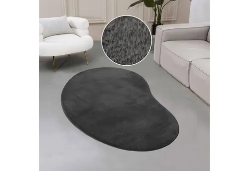 my home Fellteppich Balu Bean, U-förmig aus Kaninchenfell in grau von My Home