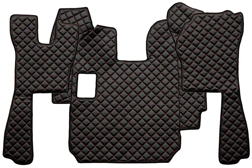 LKW Volle Deckung Fußmatten für SCANIA R 01.05-12.10 MANUAL SCHWARZ / ROT