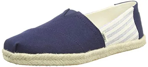 TOMS Damen Alpargata Rope Flache Slipper, Marineblau Streifen, 38 EU
