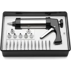 Weis Gebäckpresse Set - Edelstahl, 25 x 15 x 5 cm, 22-Einheiten, praktische Einhandbedienung und inklusive Aufbewahrungsbox für Ordnung