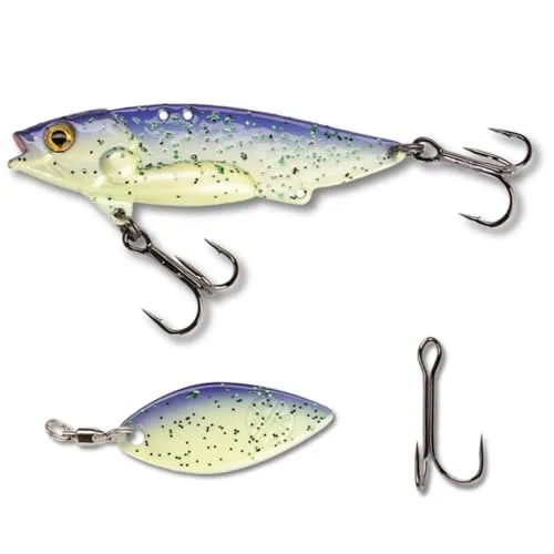 LMAB Techno Vibe - Vibration Bait - 3 Größen, Zikade, Blade Bait, Lipless Crankbait, Angelköder Raubfischangeln, Angel Köder Zander & Barsch, Zikaden, Spinner Blatt (25 Gramm | 6,5 cm, Purple Rave)