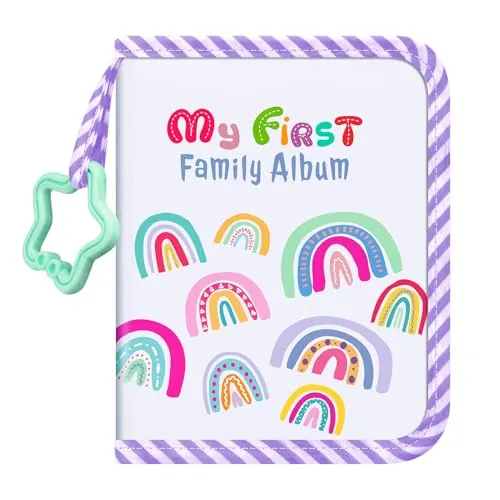 Fintie Baby Fotoalbum 4x6 Zoll, 18 Fotos Mein erstes Familienalbum Buch mit weichem Stoffeinband & Haken für Neugeborene/Kleinkinder/Kinder/Baby-Dusche-Erinnerung-Geburtstagsgeschenke (Regenbogen)