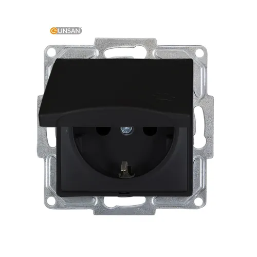 Gunsan Visage Steckdose mit Deckel Unterputz Schwarz 01283400252117