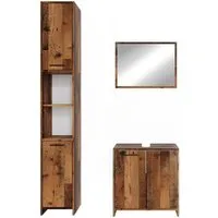 Vicco Badmöbelset Kiko Old Style - Badmöbel-Set mit leicht zu reinigender melaminbeschichteter Oberfläche, ideal für viel Stauraum und individuelle Bedürfnisse im Badezimmer.