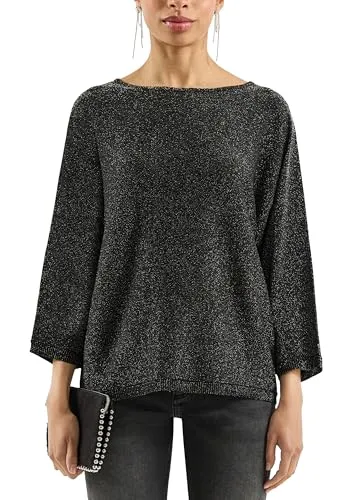 QS Damen 2174453 Pullover 3/4 Arm, Grey/Black, XS