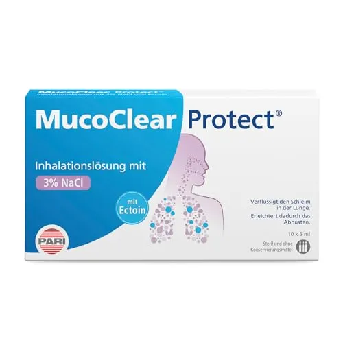 MucoClear Protect®- hyperton (3% Kochsalz) mit Ectoin, 10 x 5,0 ml | schleimlösend und fördert die Regeneration der Atemwege, für alle Altersgruppen, steril und ohne Konservierungsstoffe