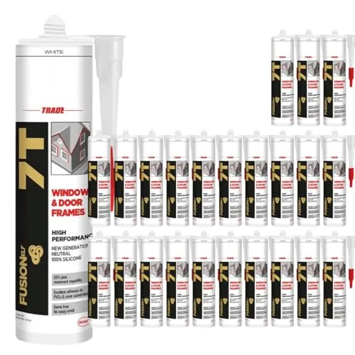Produktbild Silikon für Fenster & Türen, Witterungsbeständiger Dichtstoff 300ml - Weiß (24 x 300ml)