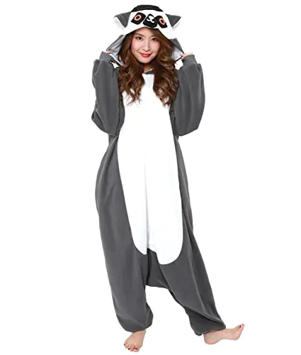 Lemur Onesie Kigurumi – SAZAC Einteiler Kostüm für Kinder und Erwachsene - Fun-Bodys & Einteiler – Hochwertiger Kigurumi aus luxuriösem Polyester-Fleece für ultimativen Komfort und Wärme, ideal zum Entspannen oder als unkompliziertes Kostüm.