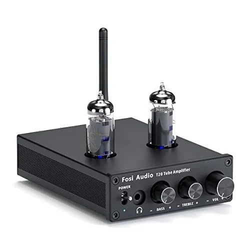 Fosi Audio T20 Röhrenverstärker - Hifi & Audio – 2-Kanal Class D Verstärker mit exzellenter Bluetooth 5.0 Konnektivität für kabelloses HiFi-Streaming und austauschbaren Vakuumröhren für individuellen Klang.
