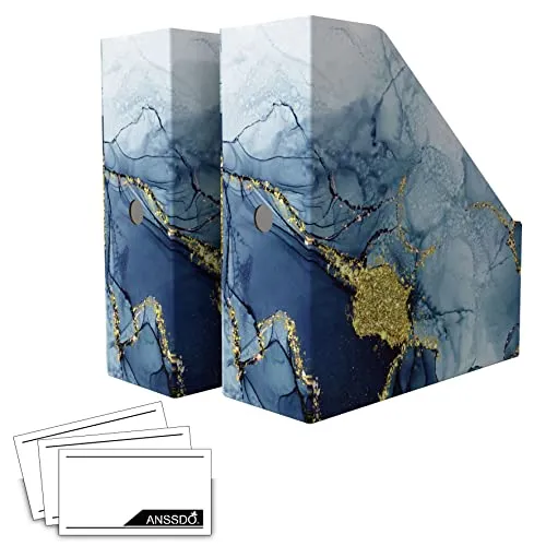 ANSSDO 6 Stück Zeitschriftensammler, Premium-Magazinhalter für den Schreibtisch, faltbarer Zeitschriftensammler aus Karton, Organizer als Buchkörbe, Ordner, Zeitschriftenaufbewahrung für Büro oder