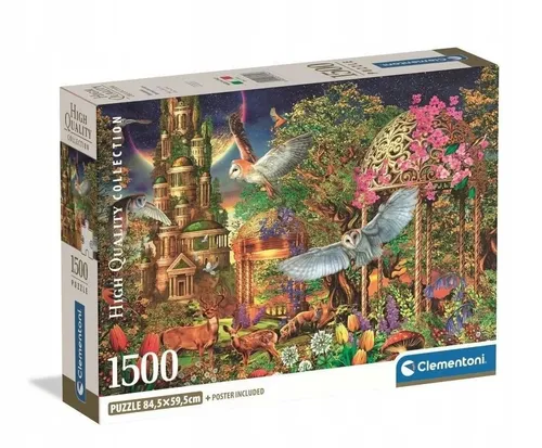 Clementoni Puzzle Compact 1500 Wald-Fantasie-Garten 84 x 59 cm+ Poster Inclusive