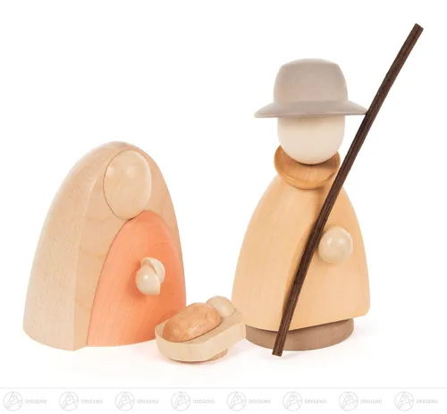 Krippenzubehör Heilige Familie lasiert – Erzgebirge Holzkrippe