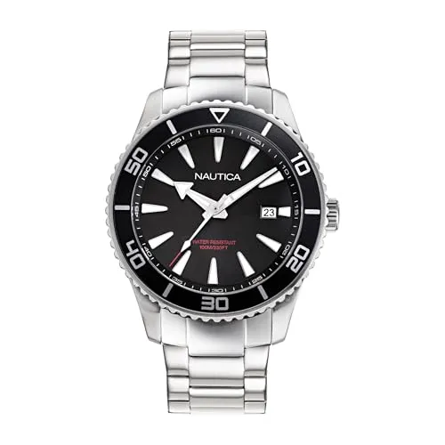 Nautica Herren-Armbanduhr Silber Gehäuse Batterie Analog NAPPBF909