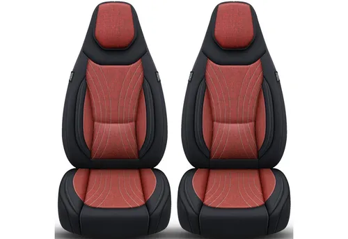 Schonbezüge Sitzbezüge für Ford Ka+ Bj 2014-21 in Schwarz/Weinrot C2 - Hochwertiges Sitzbezugset für die Vorderseite, gepolstert und atmungsaktiv. Einfache Installation und universelle Kompatibilität für PKW, inklusive Montageanleitung.