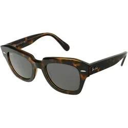 Ray-Ban RB2186 Damen-Sonnenbrille - Vollrand Eckig aus Acetat - Sportbrille mit elegantem Havanna-Design und grauen Mineralgläsern für optimalen UV-Schutz und Stil.