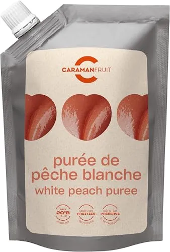 Caramanfruit Pfirsich-Frucht-Püree - 8x 1kg – pürierter weißer Pfirsich, angenehme intensive Süße & dichte Textur, ohne Zusatzstoffe, für Smoothies, Cocktails