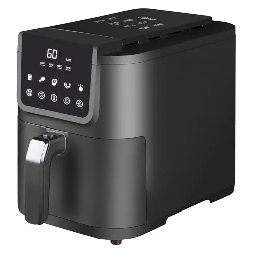 Ardes Arfrya10L Infinity 5L Heissluftfriteuse Schwarz - Fritteuse mit 5l Fassungsvermögen, 5 voreingestellten Programmen und 80% weniger Ölverbrauch für gesunde, knusprige Gerichte. Ideal für platzsparendes Kochen von Fisch, Hühnchen und mehr.
