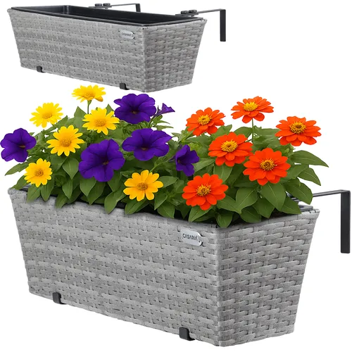 Polyrattan Blumenkasten 2er-Set Grau von Deuba