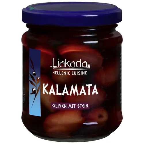 Liakada Kalamata Oliven mit Stein 110g Glas
