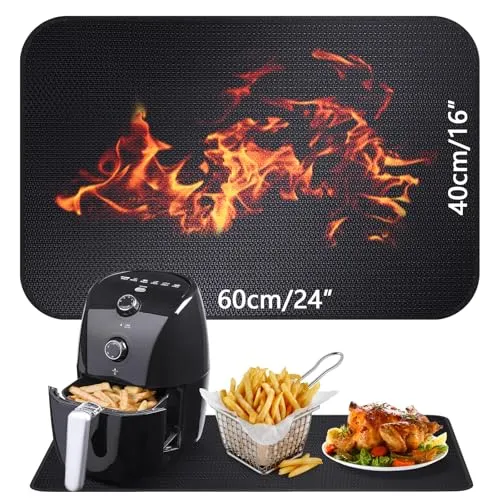 Feuerfeste Unterlage | Glasfasersilikon-Feuerschutzmatte für Tischplatte | Hitzebeständige Matte für Luftfritteuse | Feuerfeste Unterlage Kaffeemaschine | Anti-Rutsch Wasserdichte (40 x 60 cm)