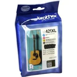 Brother Tinten LC-421XLVAL Multipack 4-farbig - Original Tinte für bis zu 2000 Seiten, kompatibel mit DCP-J und MFC-J Modellen