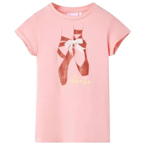 Kinder T-Shirt Rundhalsausschnitt Kindershirt Kurzarmshirt Mädchen Rosa 140
