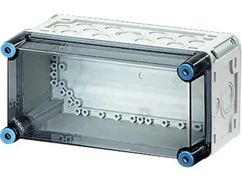 Hensel Leergehäuse 275x125x146mm Mi 0100 - Radlager & Silentlager, hochwertiges Polycarbonat, ideal für den Bau von Energie-Schaltgerätekombinationen bis 630 A mit transparentem Deckel und flexibler Kabeleinführung.