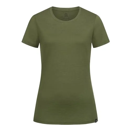 TOM FYFE Premium Merino T-Shirt Slim Fit Damen Waldgrün/L – 100% Merinowolle, atmungsaktiv und pflegeleicht - Hochwertiges T-Shirt aus 100% Merinowolle, ideal für Alltag und Sport. Maschinenwaschbar und schnelltrocknend für höchsten Tragekomfort ohne Kratzen.