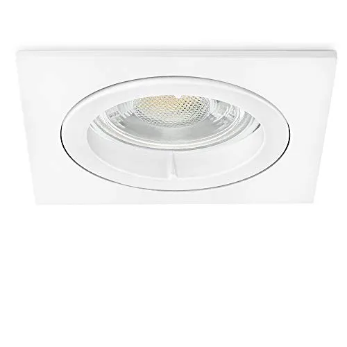 linovum Einbauspot weiß eckig LED-Modul 4W warmweiß flach 36mm 230V | Flacher Deckenspot weiß eckig