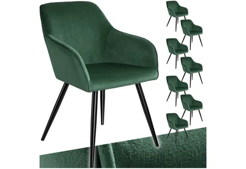 tectake® Gepolsterter Esszimmerstuhl in Samtoptik - Stühle: Eleganter Polsterstuhl in Samtoptik mit robustem Stahlgestell, ideal für stilvolle Akzente in Deiner Wohnung.