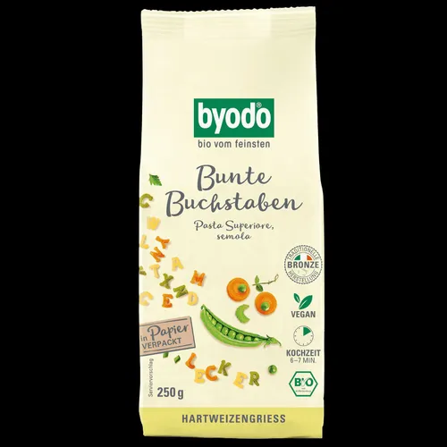 BYODO Buchstabennudeln semola bunt 250 g