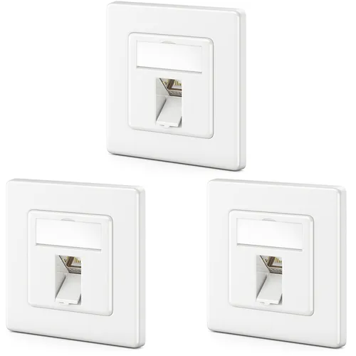 CAT 8 Netzwerkdose Set - 3x Unterputz mit RJ45 Keystone Modulen - Stecker, Buchsen & Abdeckplatten: Hochgeschwindigkeits-Netzwerkdose mit bis zu 40 Gbit/s, ideal für moderne Netzwerkanwendungen und einfache, werkzeugfreie Montage.