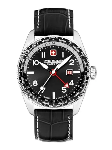 Swiss Military Herren Analog Quarz Uhr SMWGB0000504 - Armbanduhren für Herren, stilvolles Design mit hochwertigem Lederarmband und 10 bar Wasserdichtigkeit – perfekt für Schwimmen und Schnorcheln!