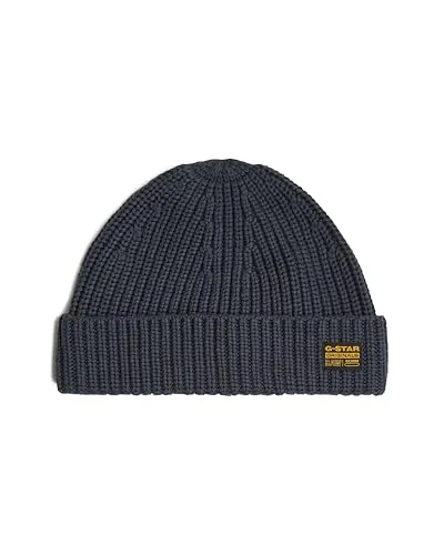 G-Star Herren Originals Fisherman Beanie Hat, Blau (India Ink D24321-D167-H392) - Stylische Strickmütze mit nahtlosem Design für optimalen Sitz. Das G-Star Originals-Label sorgt für einen trendigen Look und hohen Tragekomfort. Ideal für kalte Tage! Der perfekte Hut für modebewusste Männer.