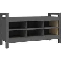 vidaXL Flurbank Grau 110x40x60 cm aus massivem Kiefernholz - Sitzbank aus massivem Kiefernholz mit 6 Fächern für reichlich Stauraum, ideal für Ordnung im Flur und als praktische Sitzgelegenheit.