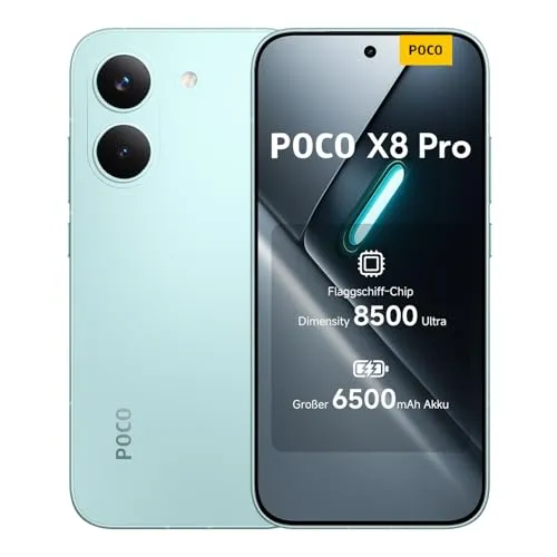 XIAOMI Poco X8 Pro Smartphone 8GB+512GB, Dimensity 8500-Ultra Prozessor, 6500mAh Akku, Ultra-helles AMOLED Display, 50MP Sony IMX882 Hauptkamera mit OIS, Grün, 3 Jahre Garantie