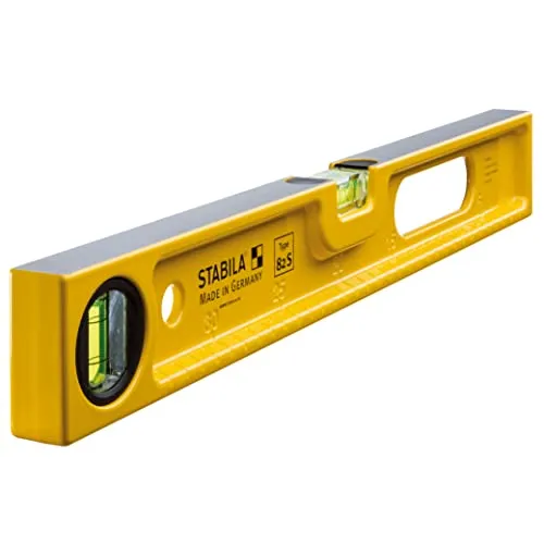 Stabila Type 82 S, 40cm - Präzise Leichtmetall-Wasserwaage - Wasserwaagen mit robustem Aluguss-Profil und abriebfester Skala, ideal für Profis. Maximale Messgenauigkeit durch präzise Libellen und Spezialbeschichtung für einfachen Schutz und Reinigung.